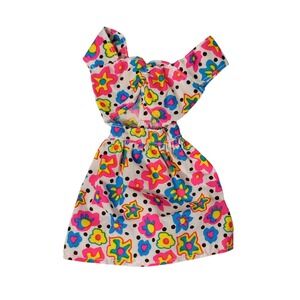 Vintage BARBIE Doll Fashion DRESS Cut-Out Colorful Floral Print Purple B tag 90s